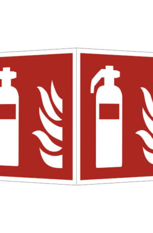 Brandschutzschild - Winkel Feuerlöscher - Größe der Brandschutzzeichen: 15,0 x 15,0 cm, Alu hart